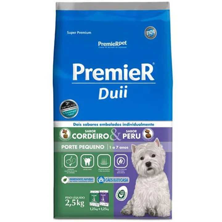 Ração PremieR Ambientes Internos Cães Adultos Dual Peru e Cordeiro
