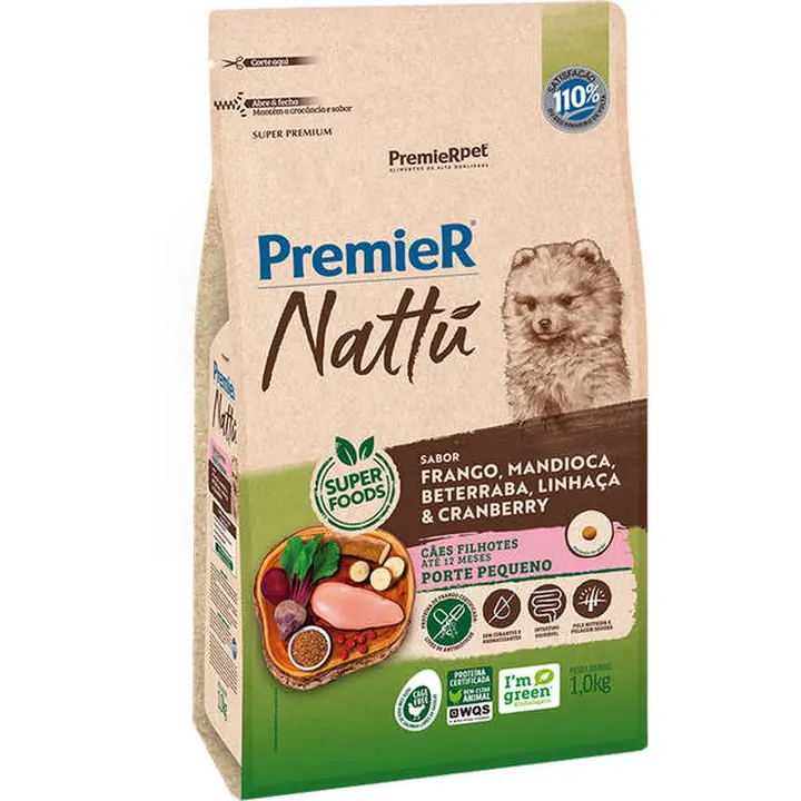 Ração PremieR Nattu Filhotes Porte Pequeno Mandioca 2,5 kg